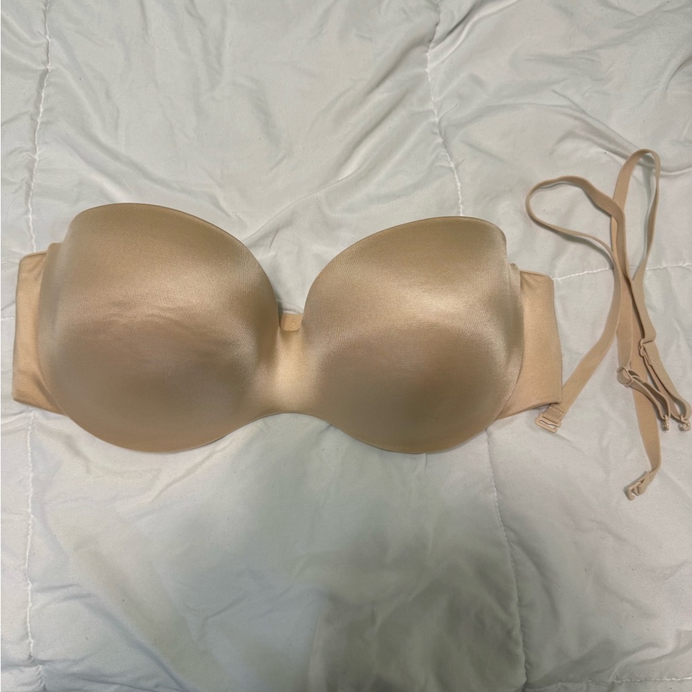 Women’s maidenform nude tan cream strapless bra with straps 34 C
